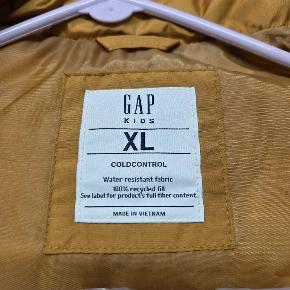 Gap Kids Extra Large Tan Full Zip Softshell Puff Quilted Fall Casual Vest